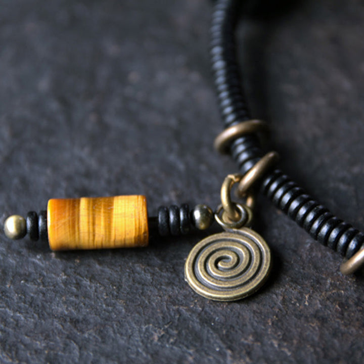 Armband Kupfer Ebenholz mit Spirale Anhänger Paar Frieden