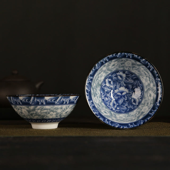 Teetassen Aus Porzellan Fu-Zeichen Lotus Berge Blau-weißes Porzellan