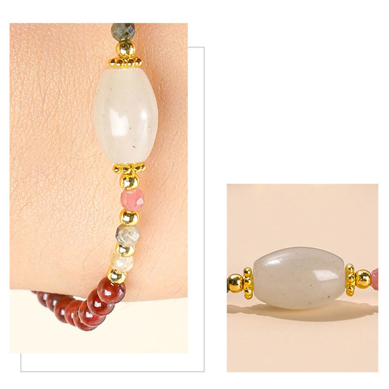 Armband Granat Jade mit weißem Stein elegantes Accessoire