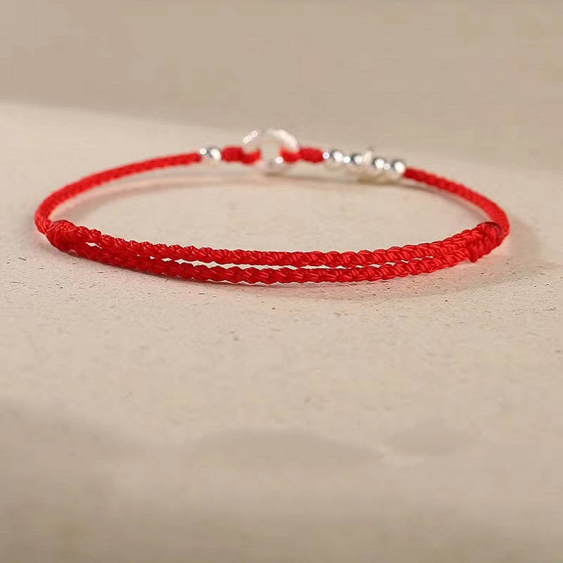 Rotes Armband 925 Silber Frieden elastisch geflochtenes Seil Design