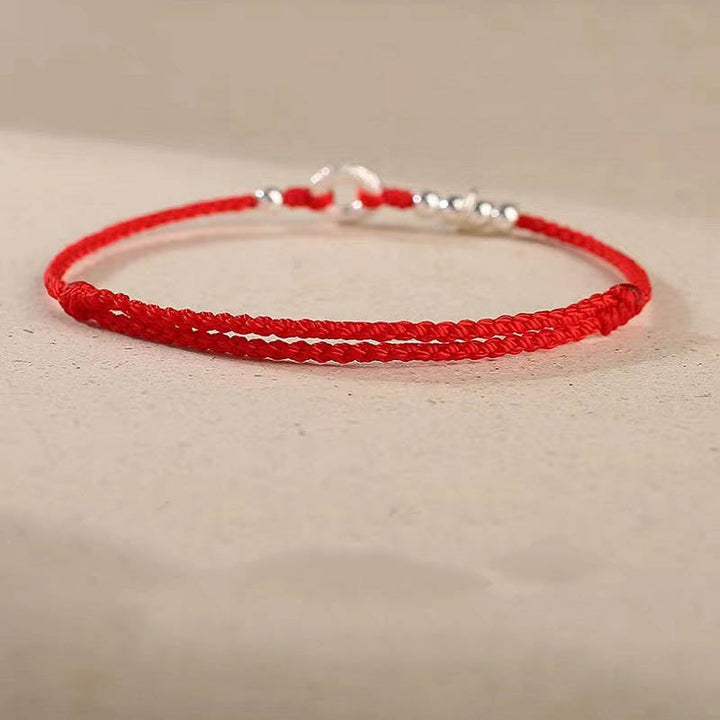 Rotes Armband 925 Silber Frieden elastisch geflochtenes Seil Design