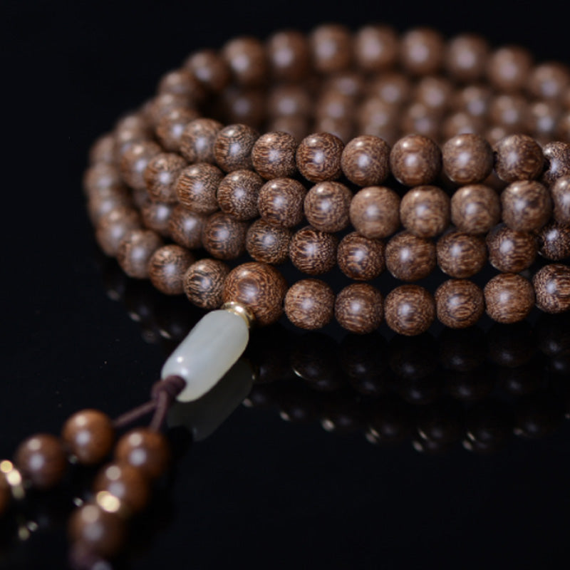 Mala 108 Perlen Rosenholz Jade Armband eleganter Naturstein Schmuck