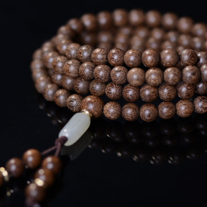 Mala 108 Perlen Rosenholz Jade Armband eleganter Naturstein Schmuck
