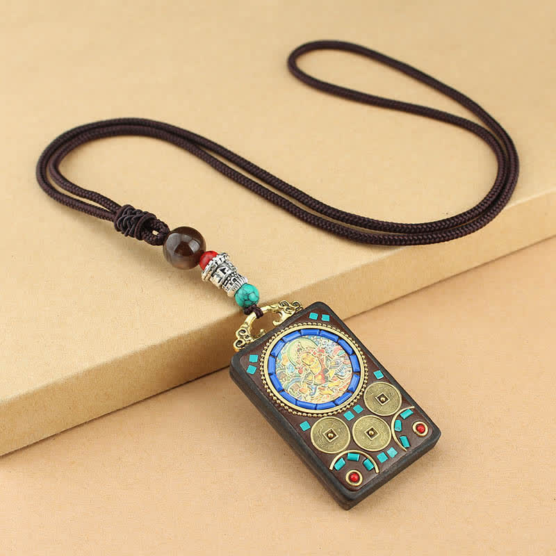 Kette Ebenholz Wohlstandsgott Frieden Tibetisch Amulett Anhänger