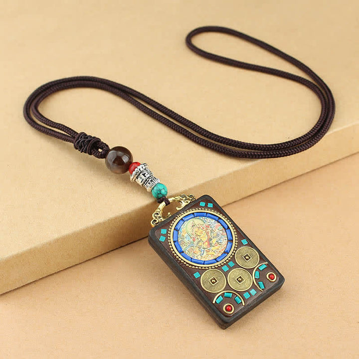 Kette Ebenholz Wohlstandsgott Frieden Tibetisch Amulett Anhänger
