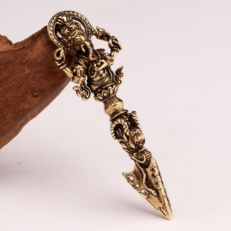Kette Tibetsteine Ganesha Vajra Wohlstand Bronze Phurba