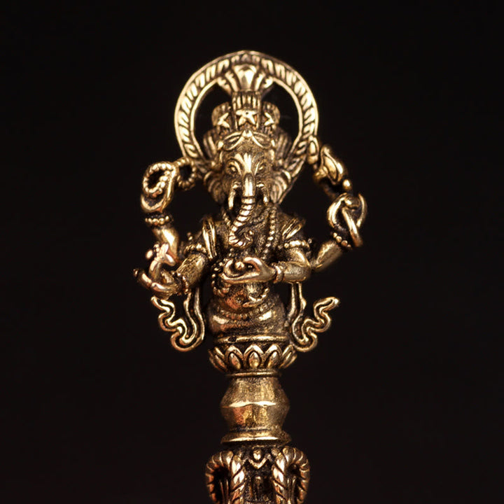 Kette Tibetsteine Ganesha Vajra Wohlstand Bronze Anhänger