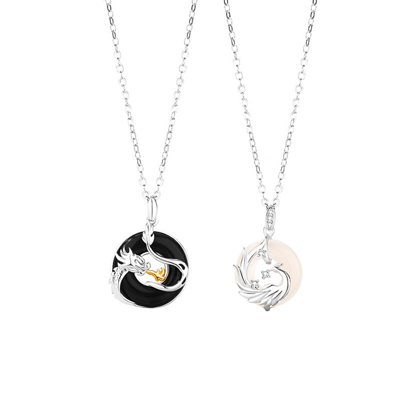 Kette Drache Schwarzer Onyx 925 Silber - Schutz Glück