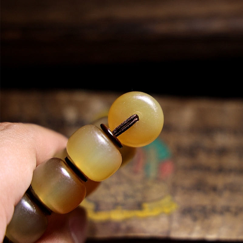 Bernstein Armband Om Mani Padme Hum – Segen Perlen Hand Naturstein