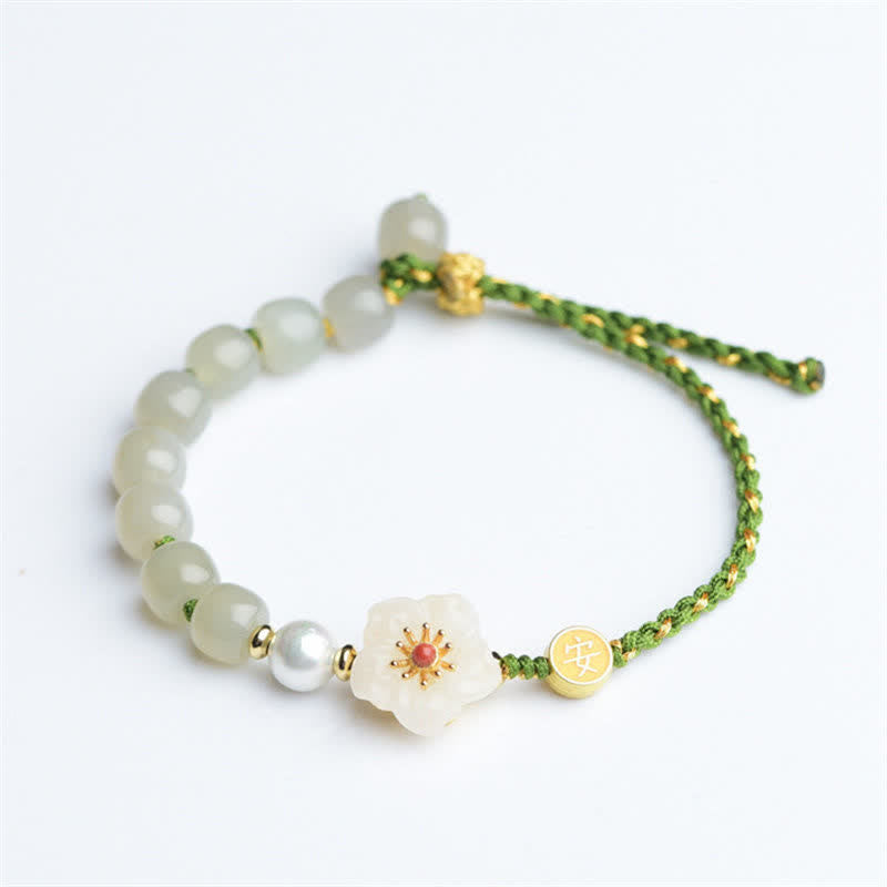 Armband 925 Silber Jade Pfirsichblüte – Glück