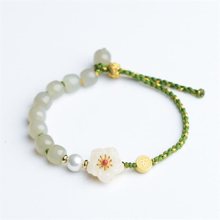 Armband 925 Silber Jade Pfirsichblüte – Glück