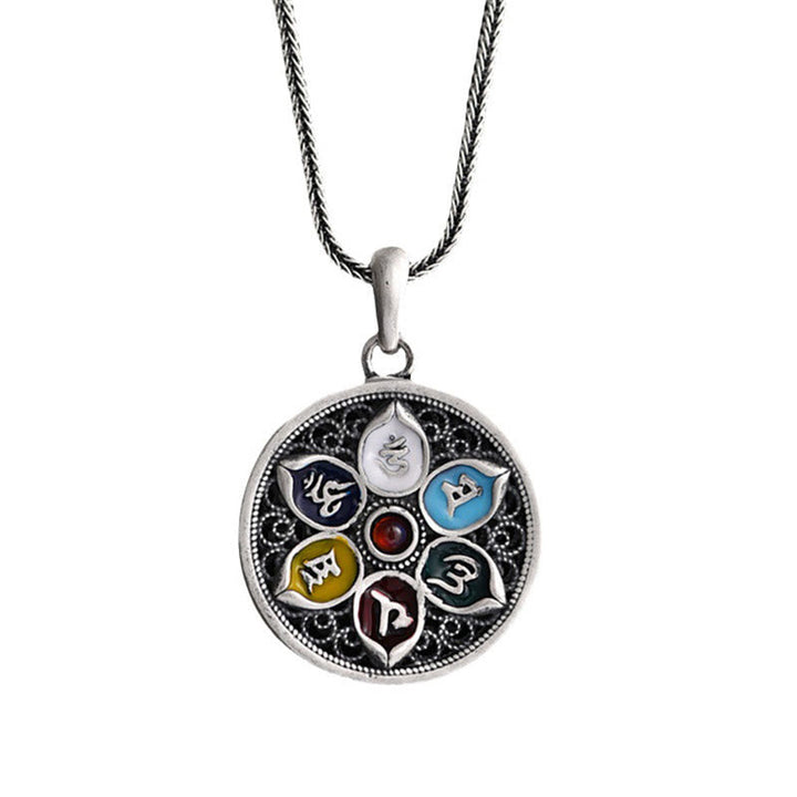 Anhänger Silber Om Mani Padme Hum mit bunten Steinen Mandala