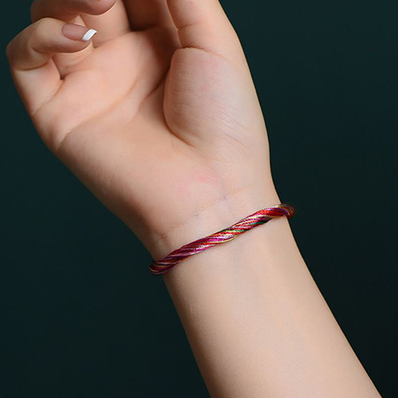 Armband Fünffarben – Schutz Energie gedrehtes Seilarmband Handgelenk getragen