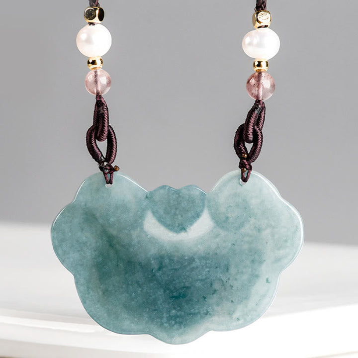 Anhänger Jade Kette Wohlstand Perle Natur