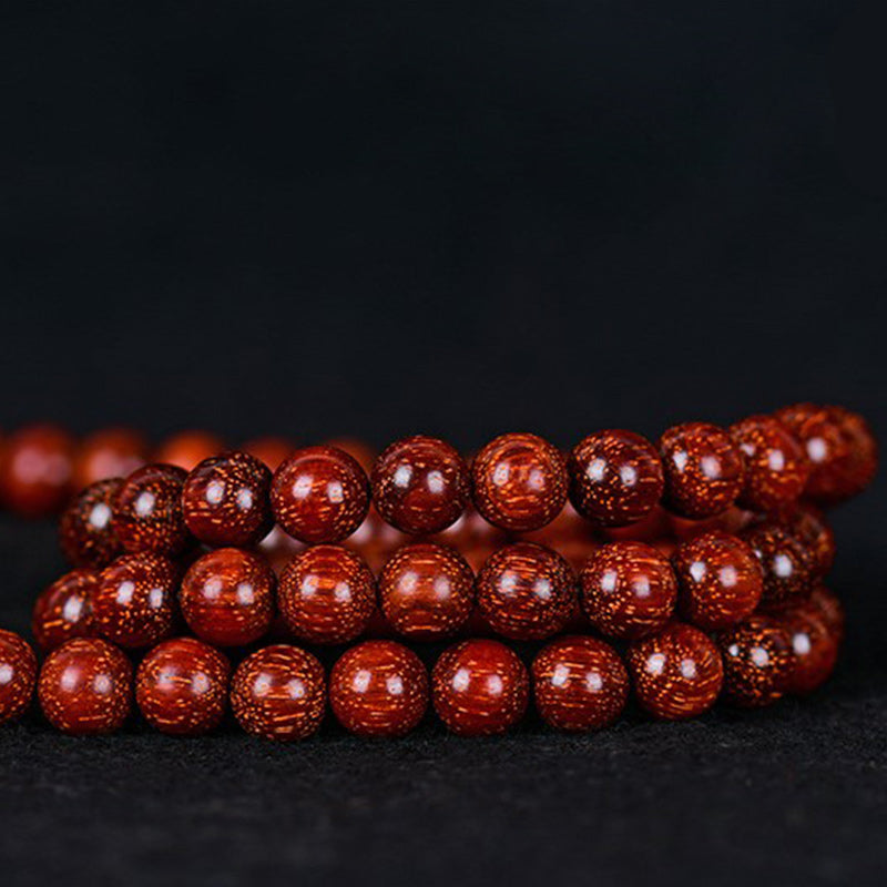 Armband Sandelholz – Balance Energie rote glänzende Perlen elastisch