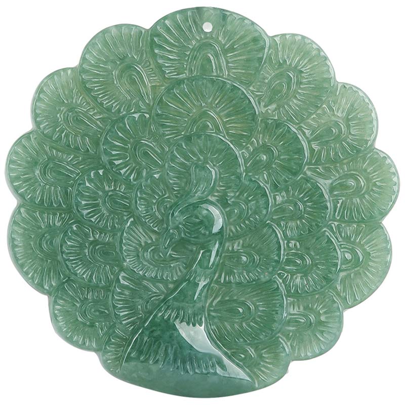 Anhänger grüne Jade Pfau Natur Glück Kette