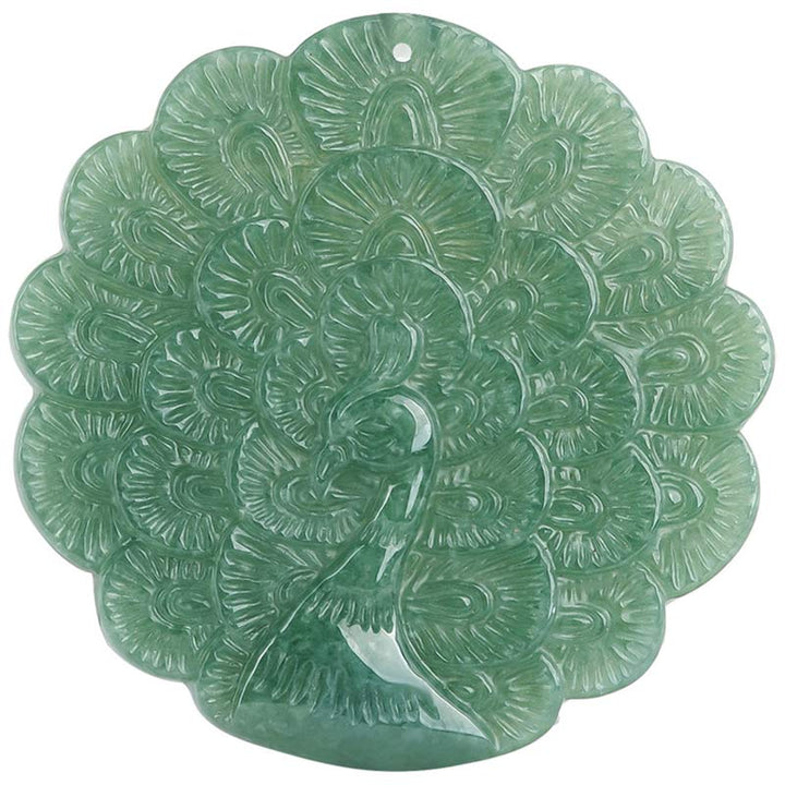 Anhänger grüne Jade Pfau Natur Glück Kette