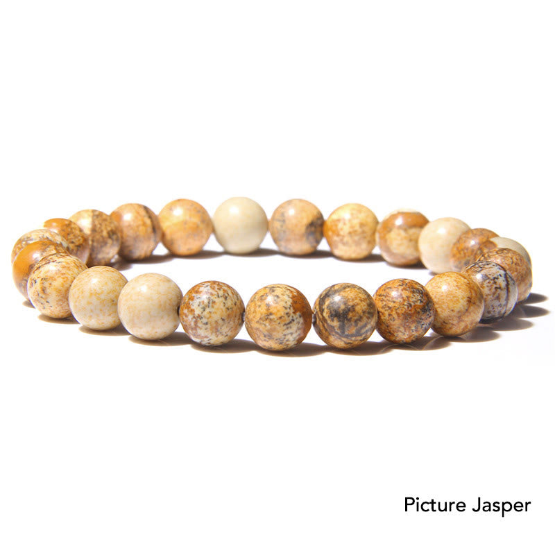 Armband Kristall Achat Balance braun weiß Naturstein Perlen elastisch