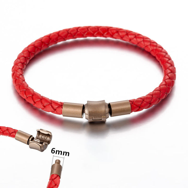 Rotes geflochtenes Leder Armband Vintage mit Magnetverschluss Details