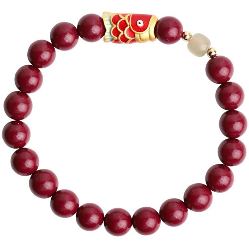 Armband Zinnober Jade Koi Fisch rote Perlen elegantes Design Glück