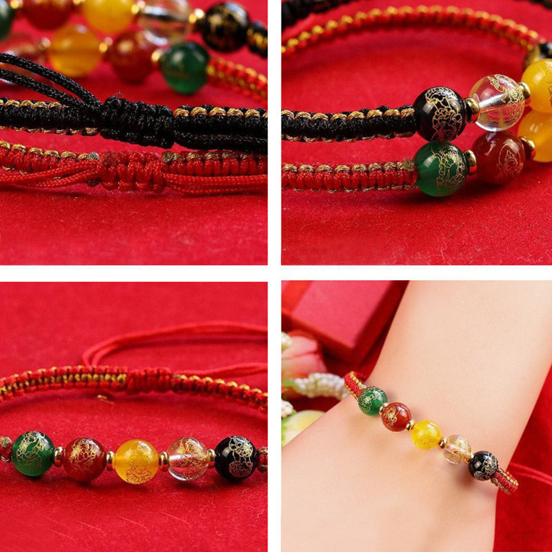 Armband Achat – Schutz & Wohlstand mehrfarbige Natursteine elastisches Armband getragen