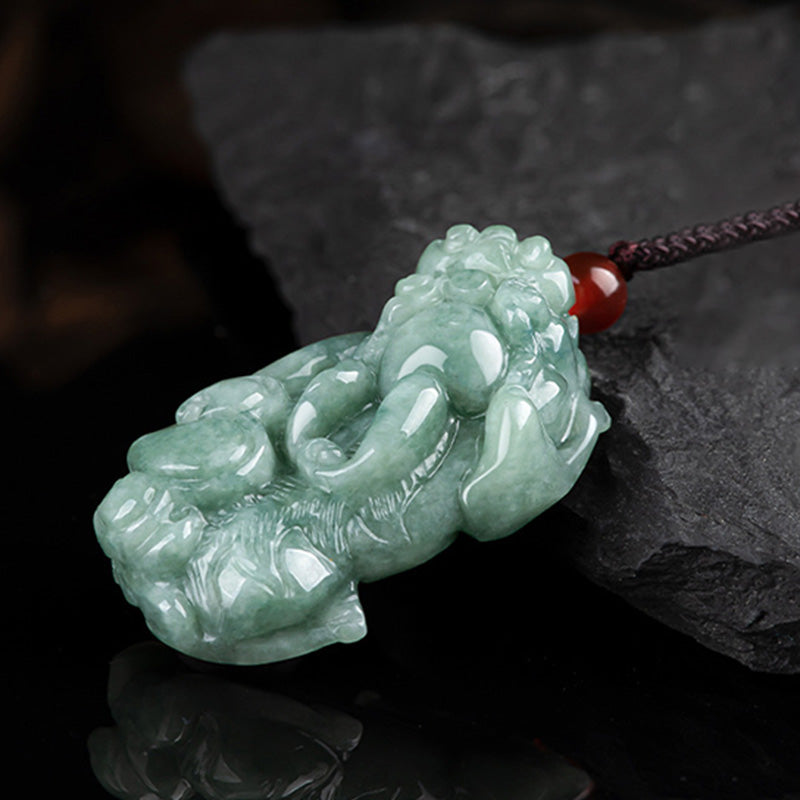 Anhänger Jade Pixiu grüne Glück Kette