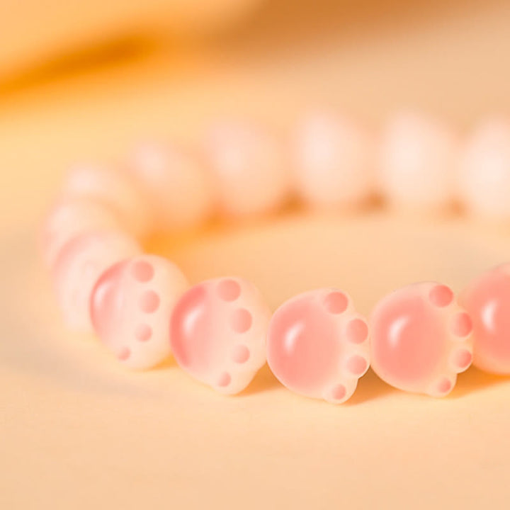 Rosa Bodhi Katze Armband Glück Liebe elastisch Naturstein