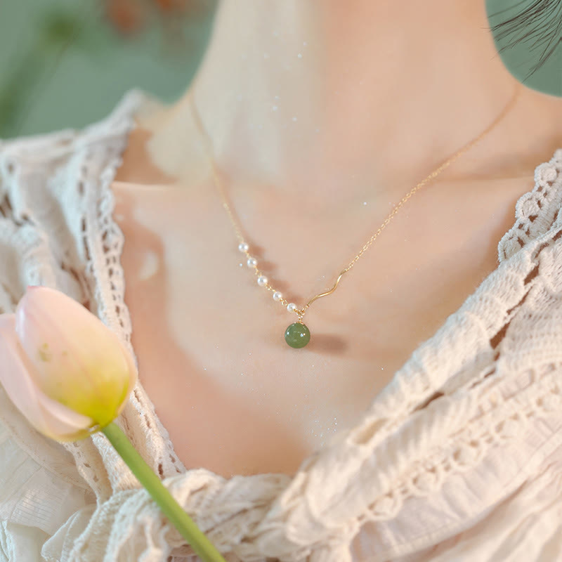 Kette Jade Perle Hetian Glück Natur