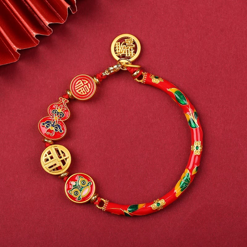 Armband – Glück & Wohlstand Energie rotes Textilarmband goldene Anhänger
