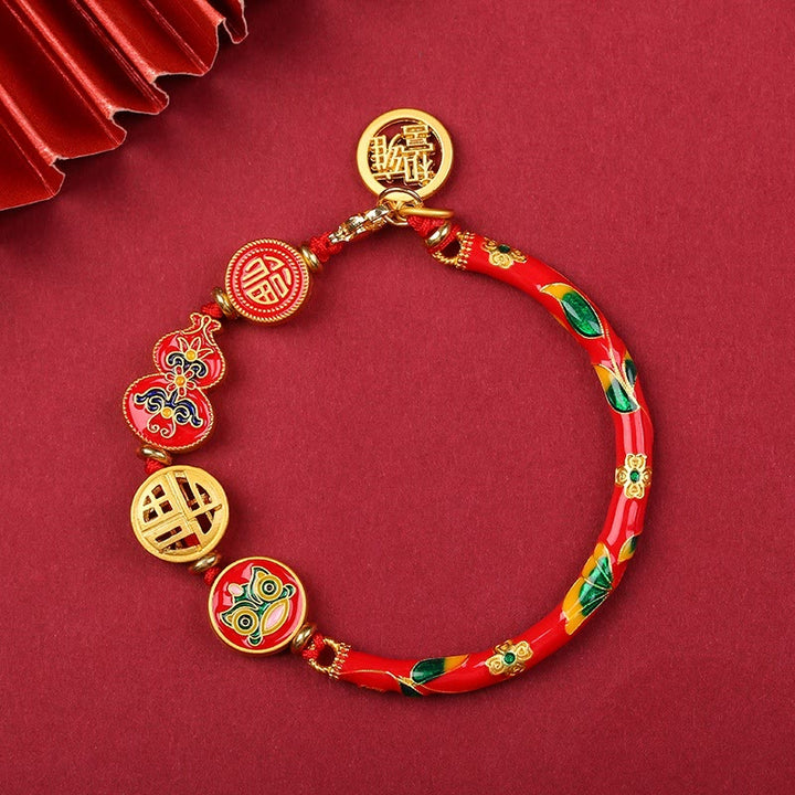 Armband – Glück & Wohlstand Energie rotes Textilarmband goldene Anhänger
