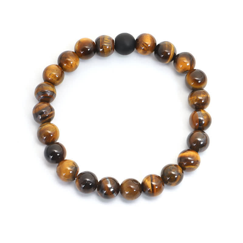 Mala 108 Perlen Tigerauge Schutz Armband braun schwarze Perlen elastisch