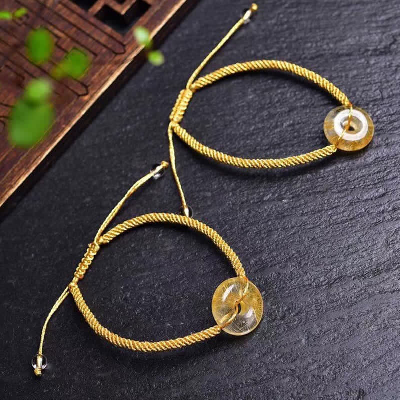Armband Citrin gold Seil Perlen Frieden Glück elastisch verstellbar