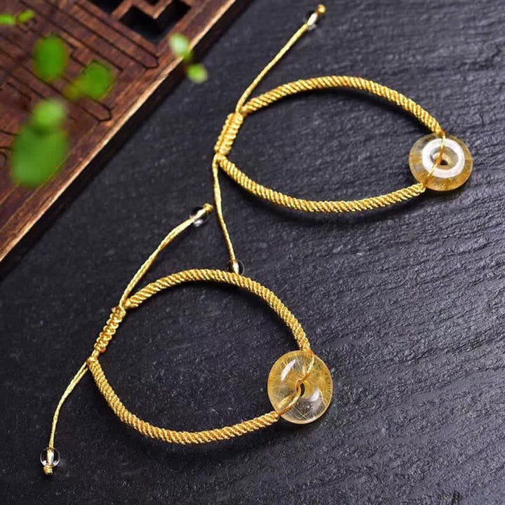 Armband Citrin gold Seil Perlen Frieden Glück elastisch verstellbar