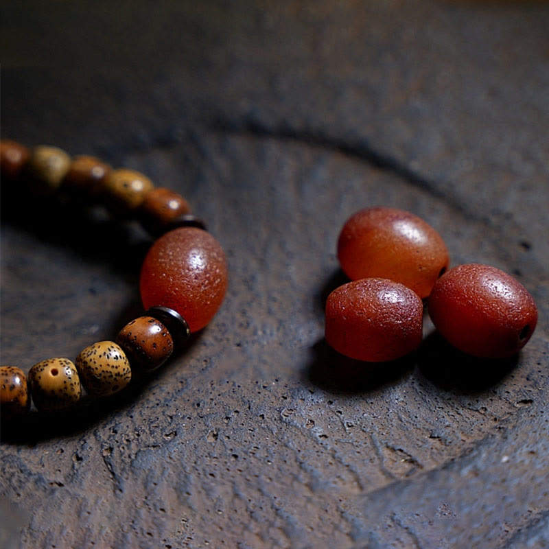 Bodhi Armband Achat Perlen Wohlstand rote Natursteine dunkel
