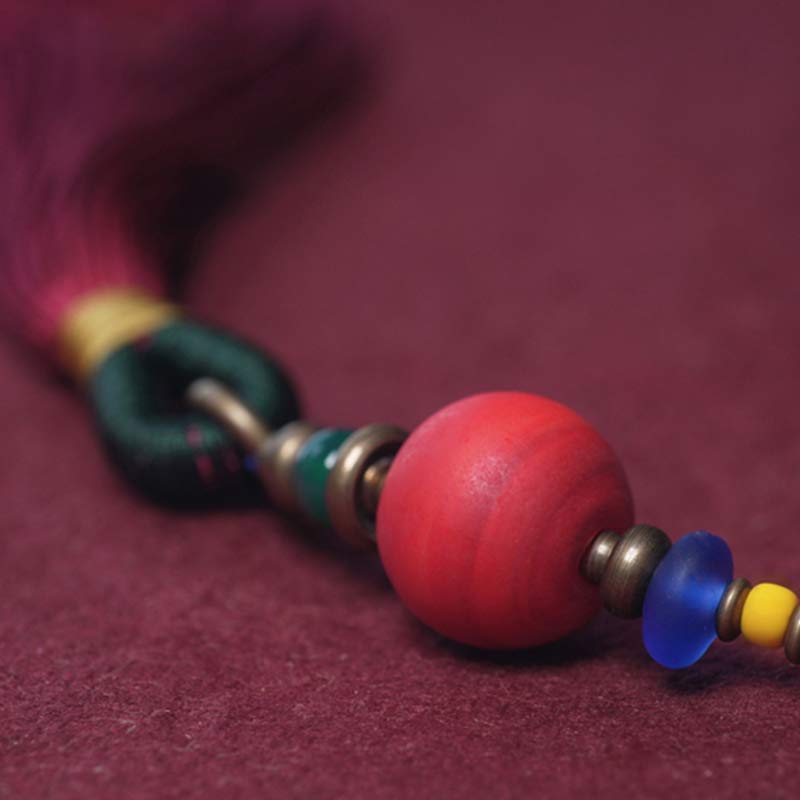 Mala 108 Perlen Bodhi bunte Perlen Armband Meditation Handwerk Detail.
