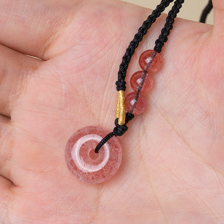 Anhänger Erdbeerquarz Edelstein Schmuck Kraftstein