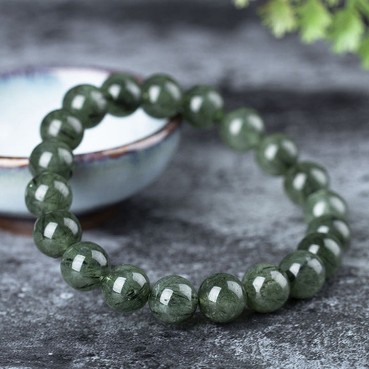 Grünes Kristall Armband Wohlstand & Segen Naturstein glänzend elastisch