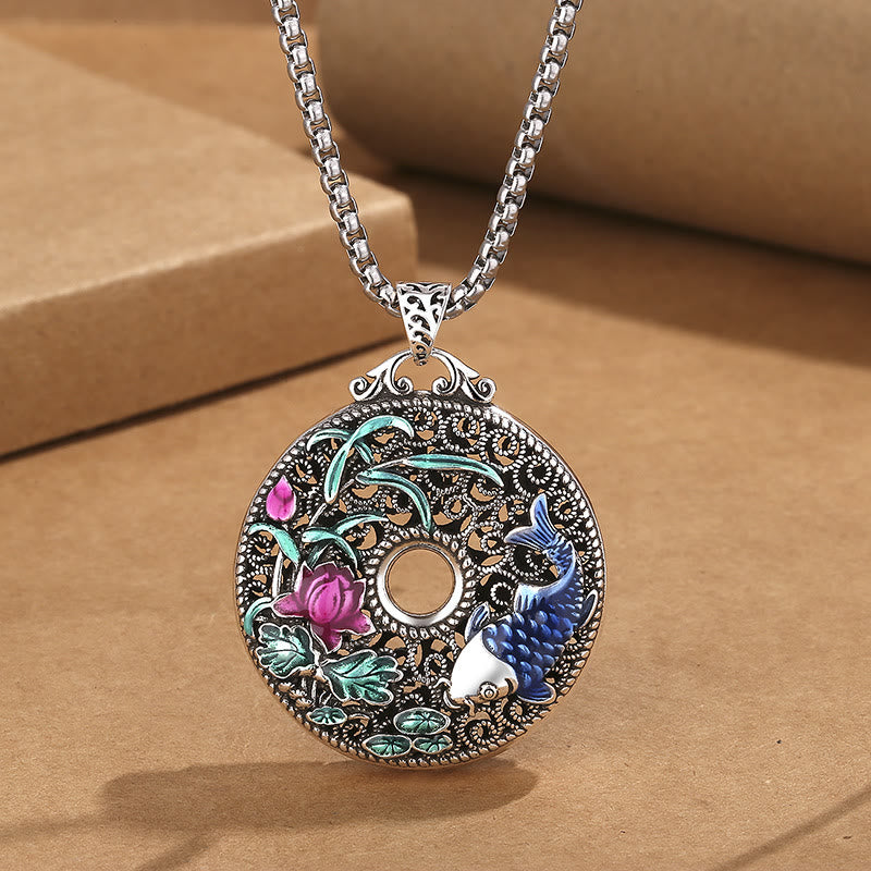 Kette Stein Lotus Blume Glück Anhänger