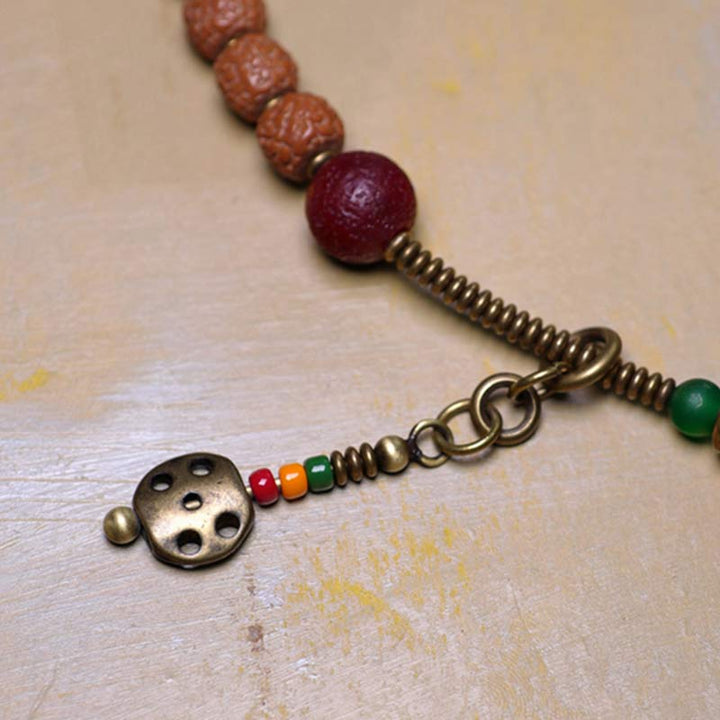 Mala Bodhi Glück Energie Armband bunte Perlen Bronze Schmuck