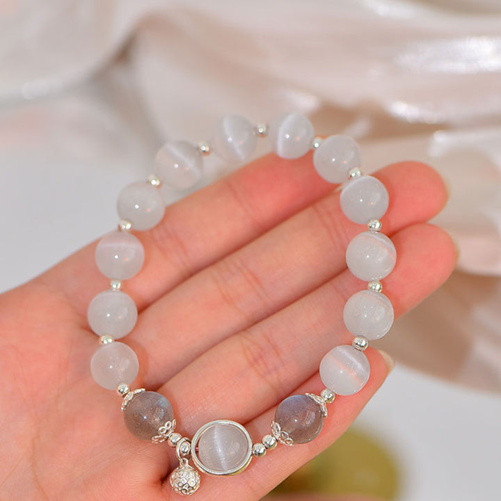 Mondstein Armband 925 Silber mit Anhängern elegantes Design Handgelenk