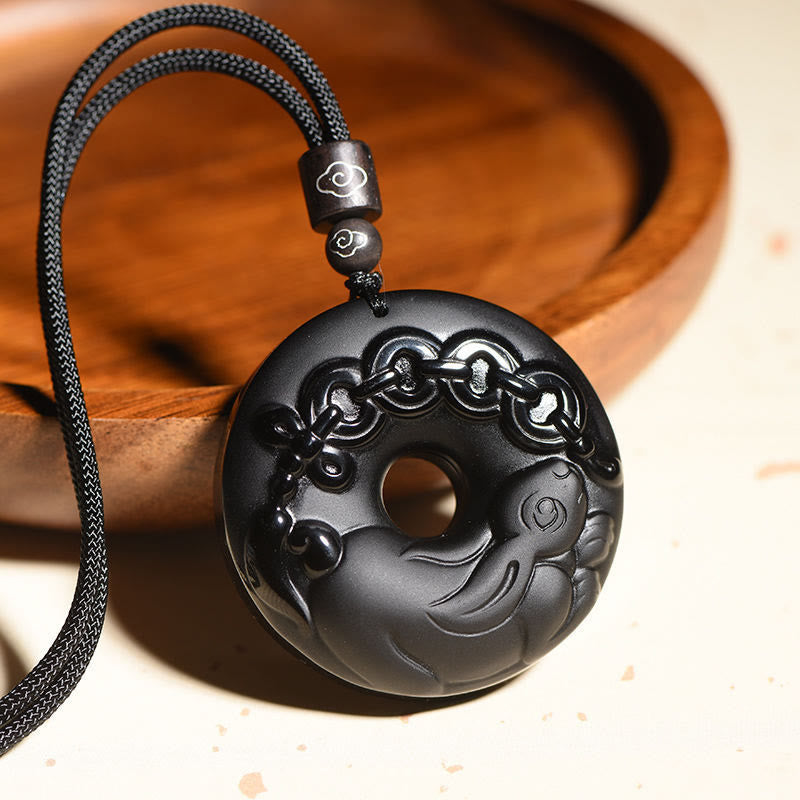 Obsidian Kette Anhänger schwarz Tierkreis Naturstein