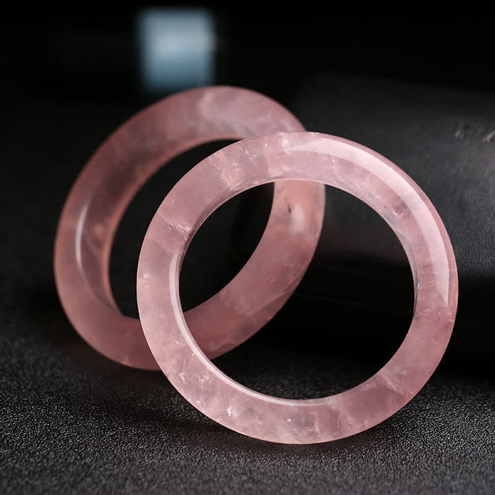 Armband Rosenquarz – Liebe Energie, zwei rosa Kristallringe Naturstein