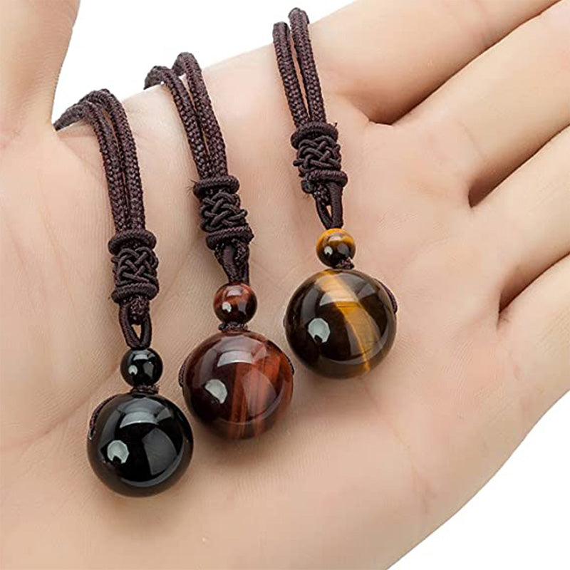 Kette Tigerauge Obsidian Anhänger braun schwarz Naturstein Schutzstein