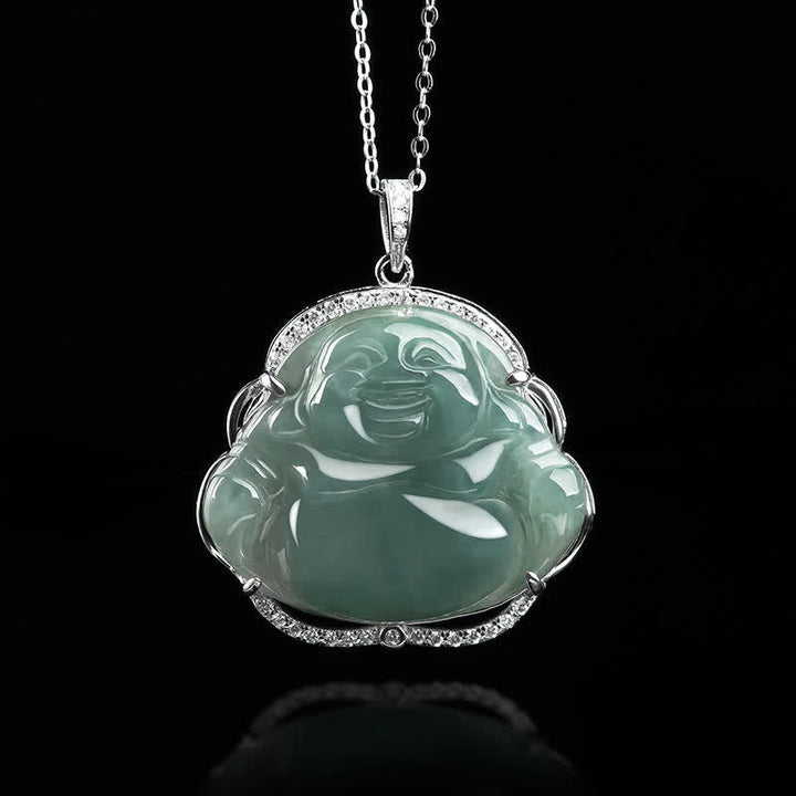 Anhänger Kette Jade Lachender Buddha Natur Glück