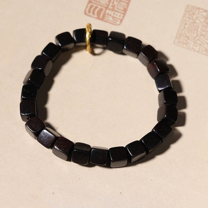 Armband Tibet Ebenholz Quadratische Perlen