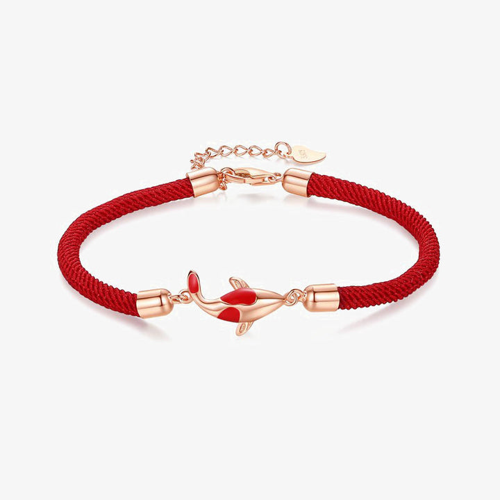 Armband Koi Fisch rotes Seil Rosegold elegant Glück Wohlstand