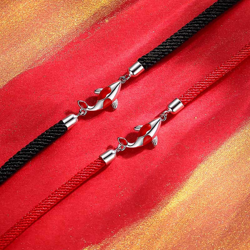 Armband Koi Fisch Glück Wohlstand in Rot und Schwarz elegantes Design.