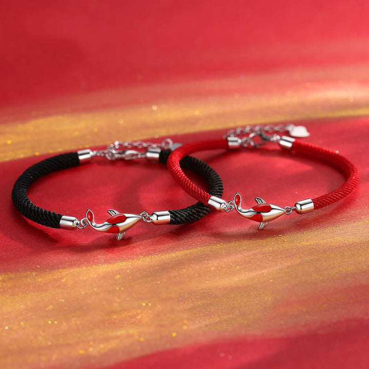 Armband Koi Fisch Paar rot schwarz Glück Wohlstand Harmonie Magnetverschluss