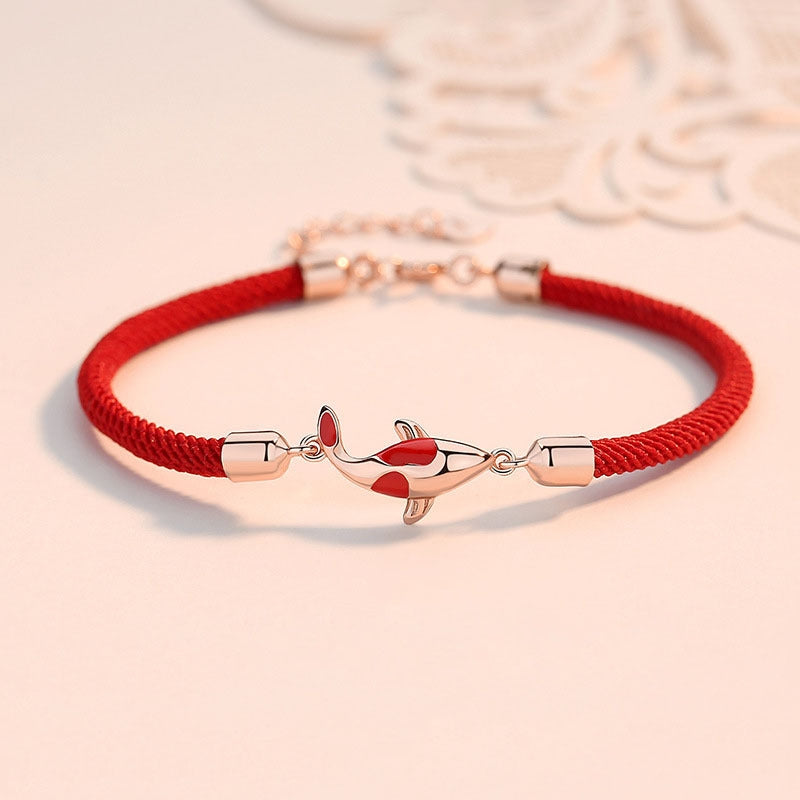 Rotes Armband Koi Fisch Glück Wohlstand Harmonie rosegold elegant