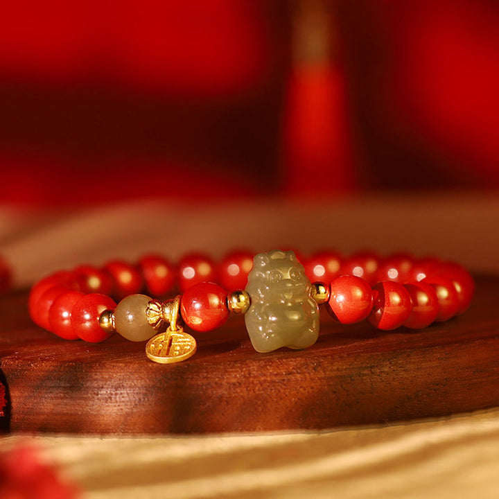 Armband 925 Silber Zinnober Fu-Zeichen – Segen